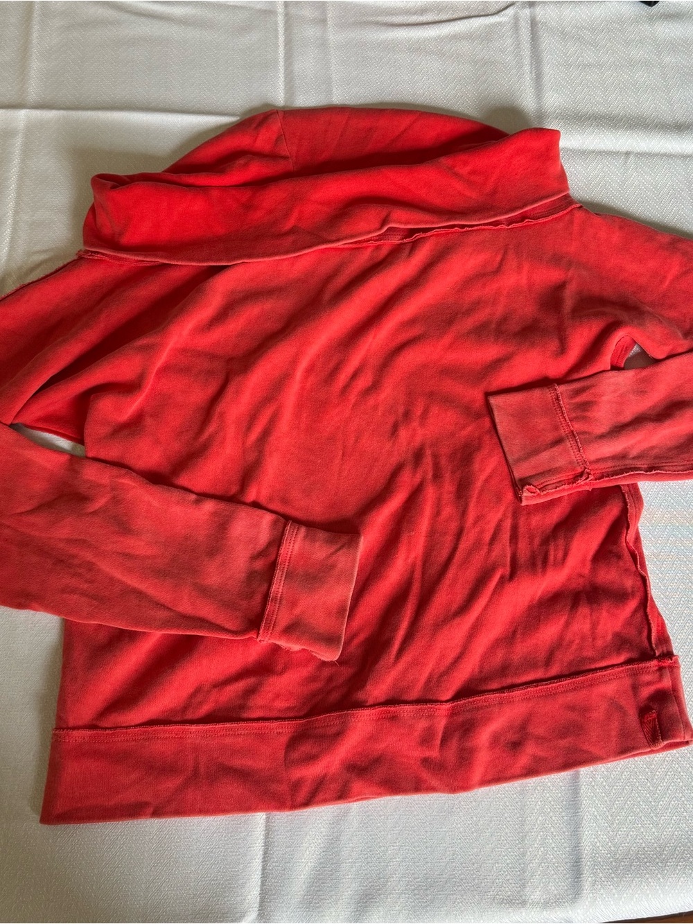 Free People We The Free Red Funnel Foldoved Neck Oversized Sweatshirt Medium